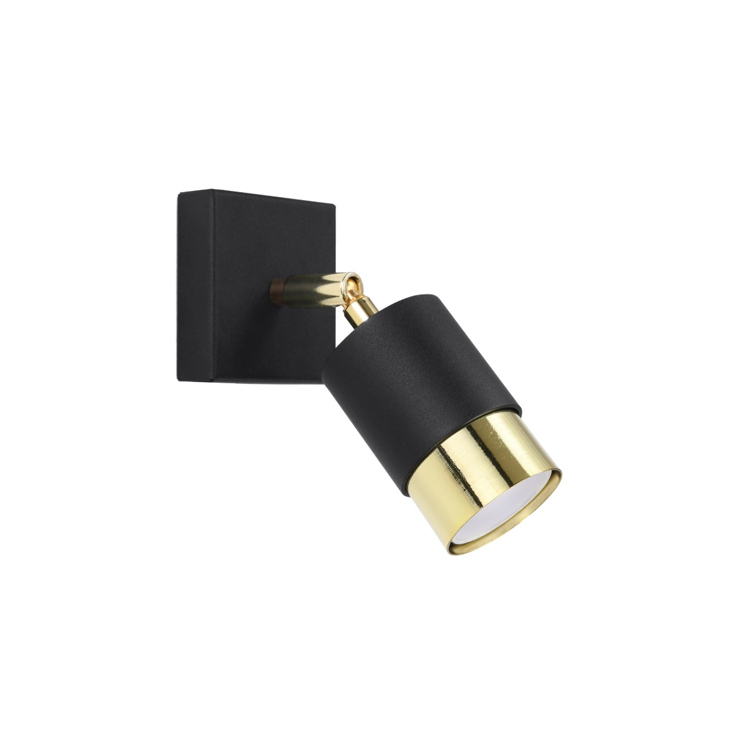 Applique Nero acier noir et doré, spot orientable en acier noir à doré sur base carrée