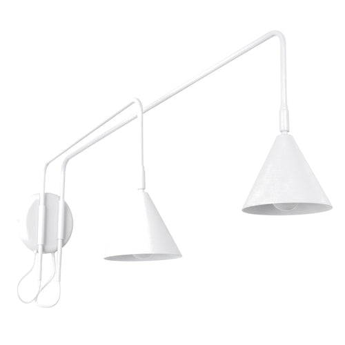 Applique Nox 2 cônes bras déporté acier blanc E14