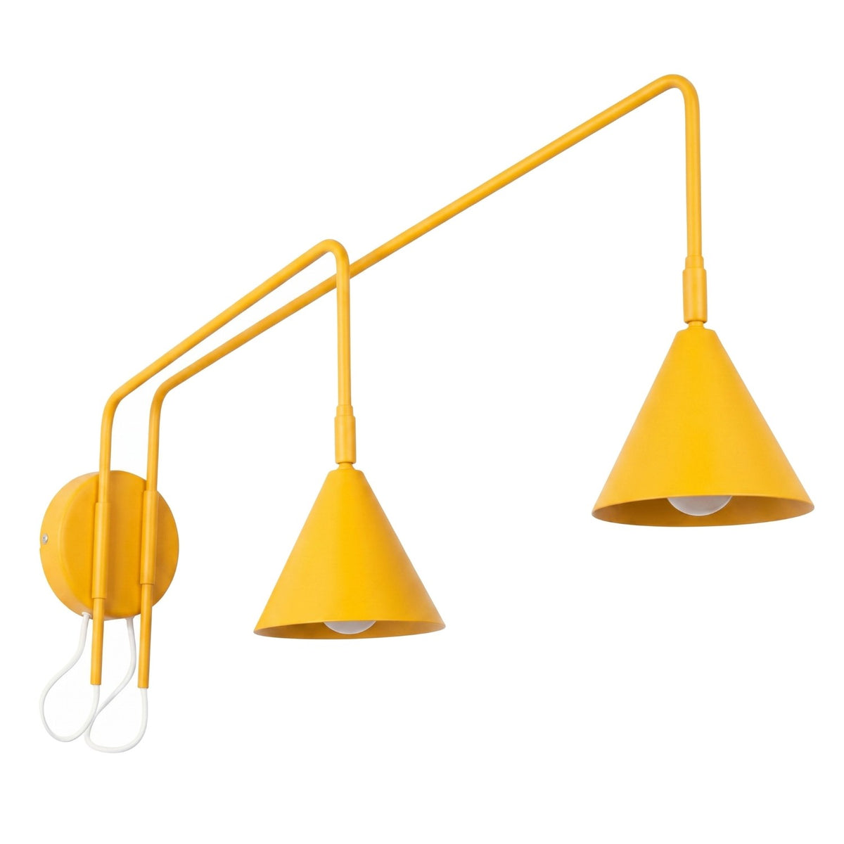 Applique Nox 2 cônes bras déporté acier E14, finition laque jaune