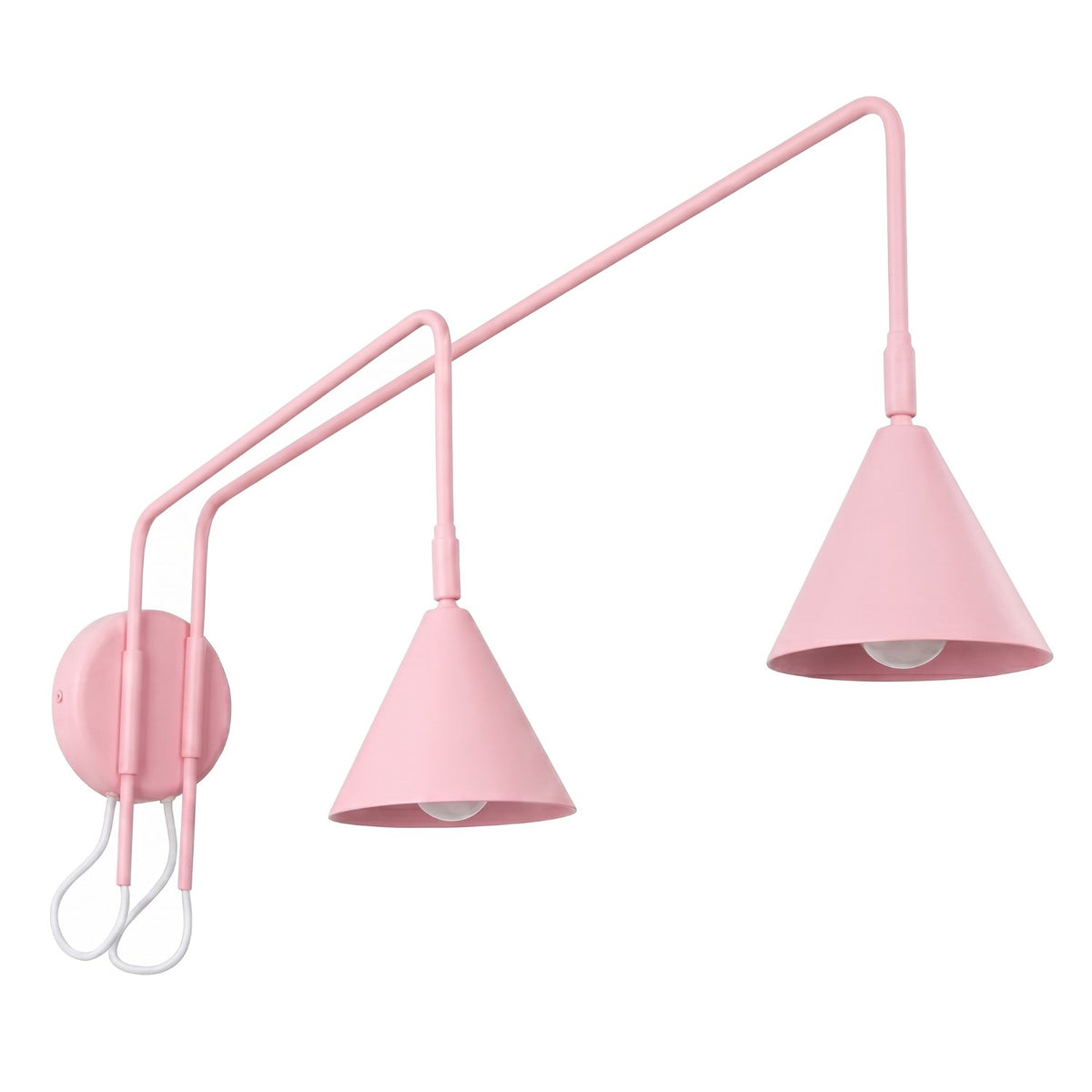 Applique Nox 2 cônes bras déporté acier E14, finition laque rose