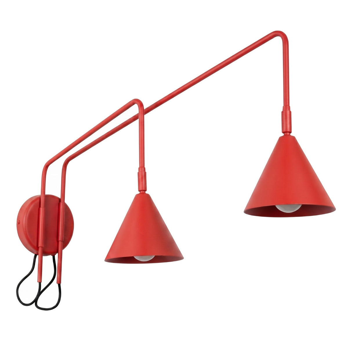 Applique Nox 2 cônes bras déporté acier E14, finition laque rouge