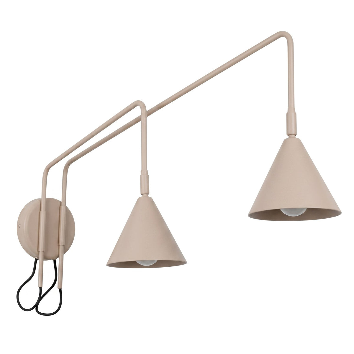 Applique Nox 2 cônes bras déporté acier E14, finition laque taupe