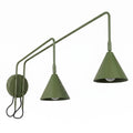 Applique Nox 2 cônes bras déporté acier vert olive E14