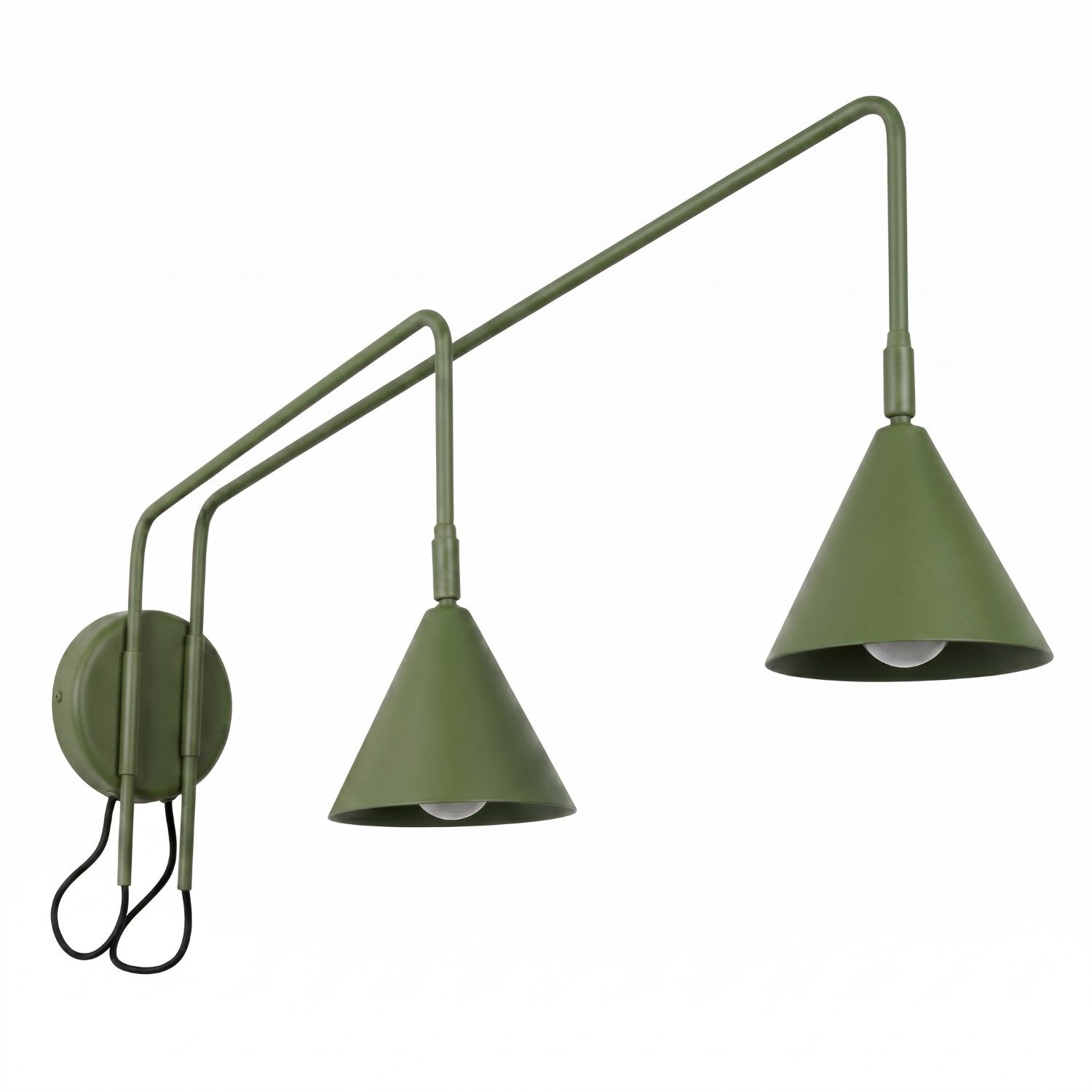 Applique Nox 2 cônes bras déporté acier vert olive E14
