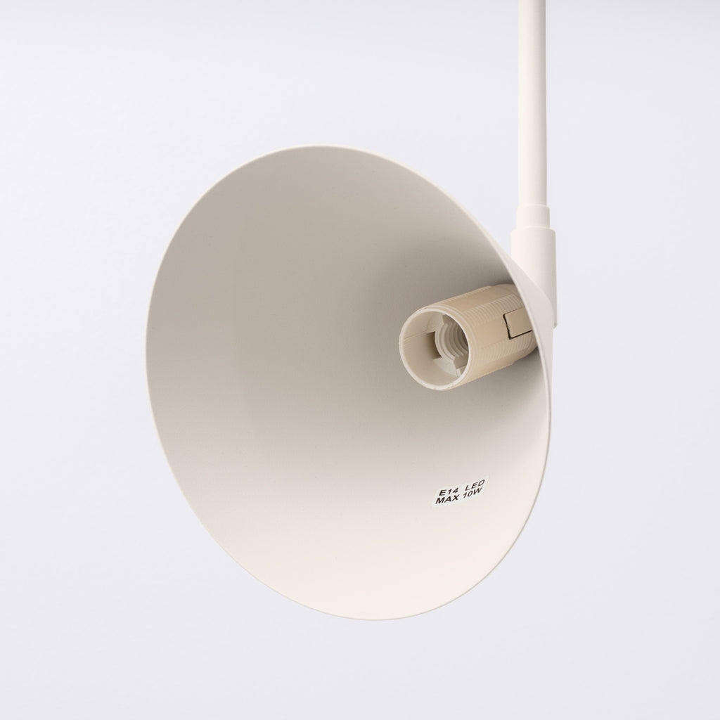 Applique Nox bras déporté acier beige E14, interrupteur sur le cordon