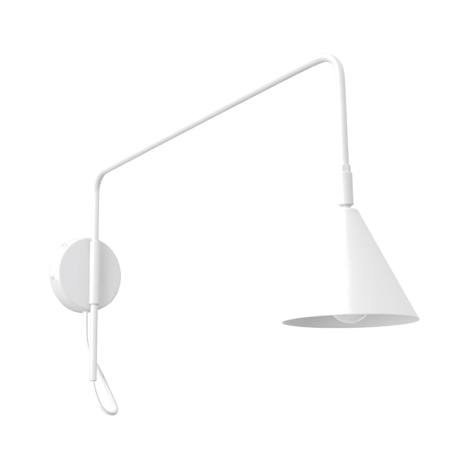 Applique Nox bras déporté acier blanc E14 avec interrupteur