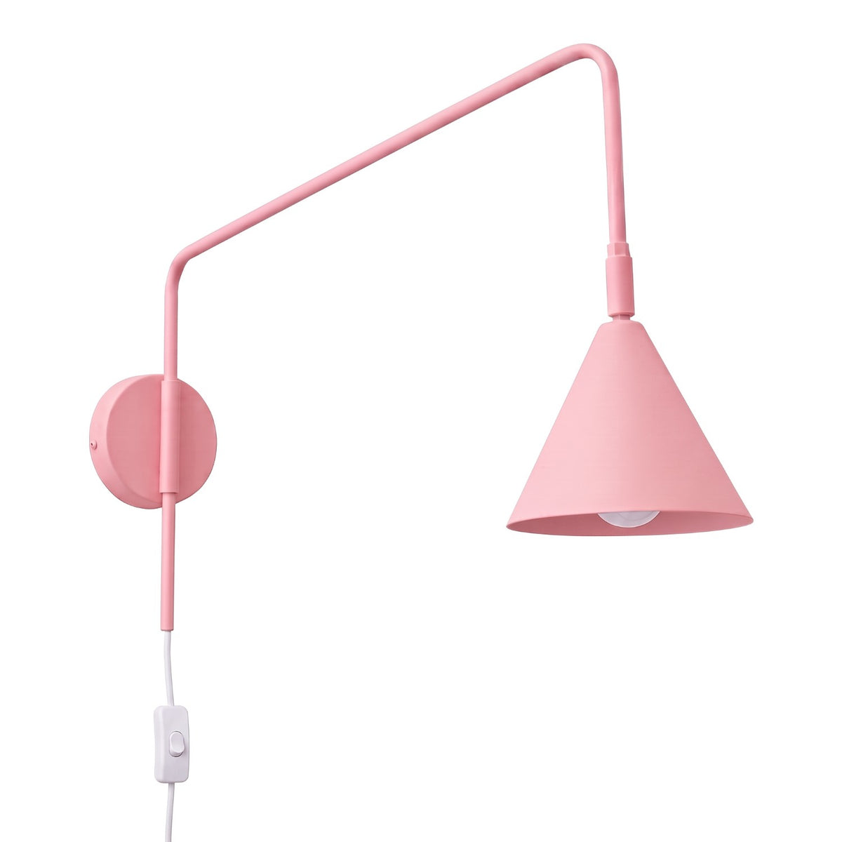 Applique Nox bras déporté acier E14 à brancher, finition laque rose