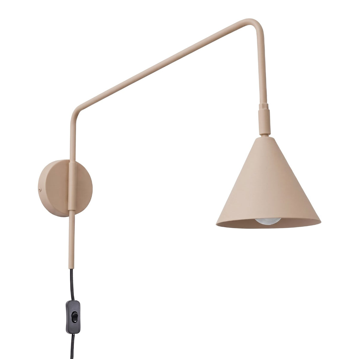 Applique Nox bras déporté acier E14 à brancher, finition laque taupe