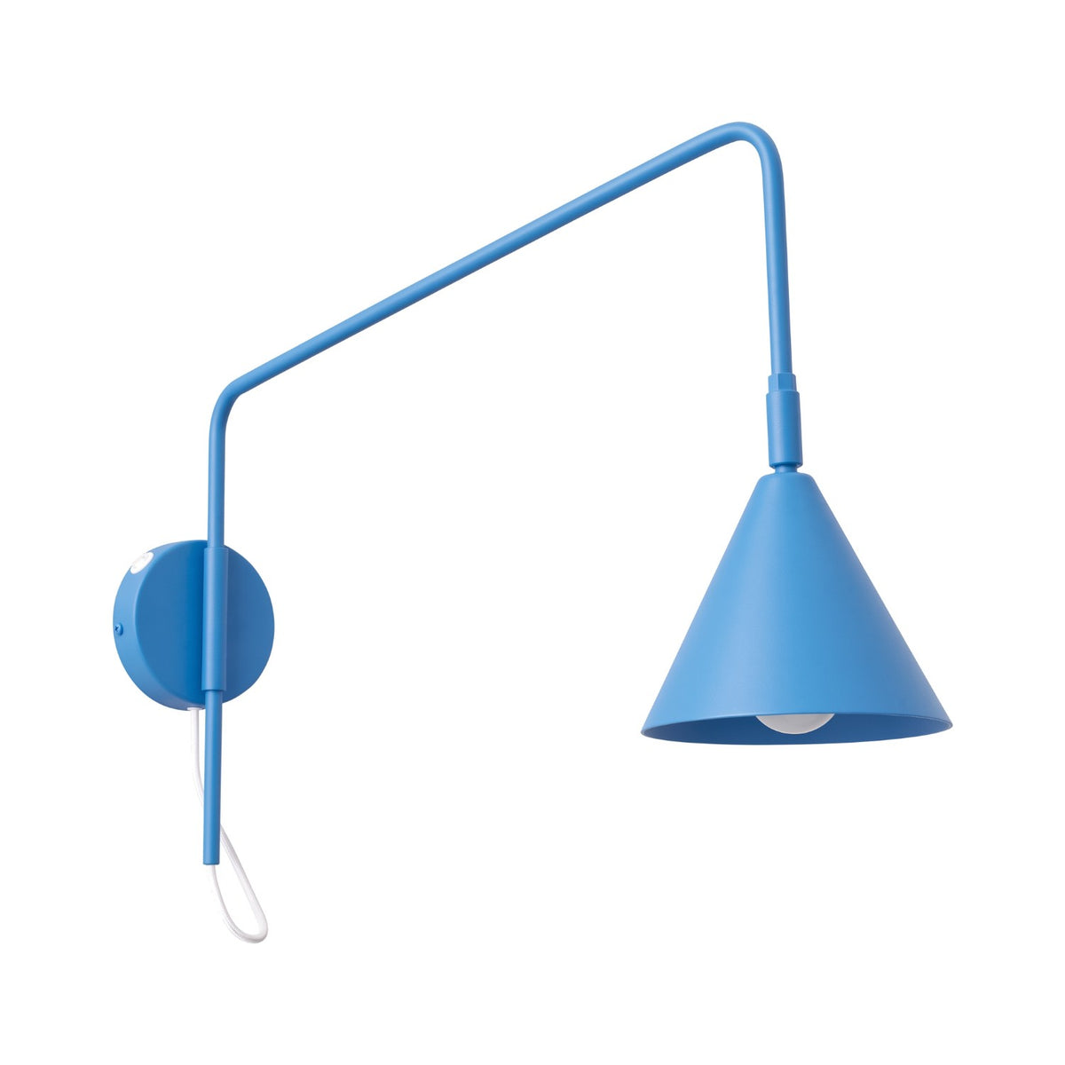 Applique Nox bras déporté acier E14 à raccorder, finition laque bleu azur