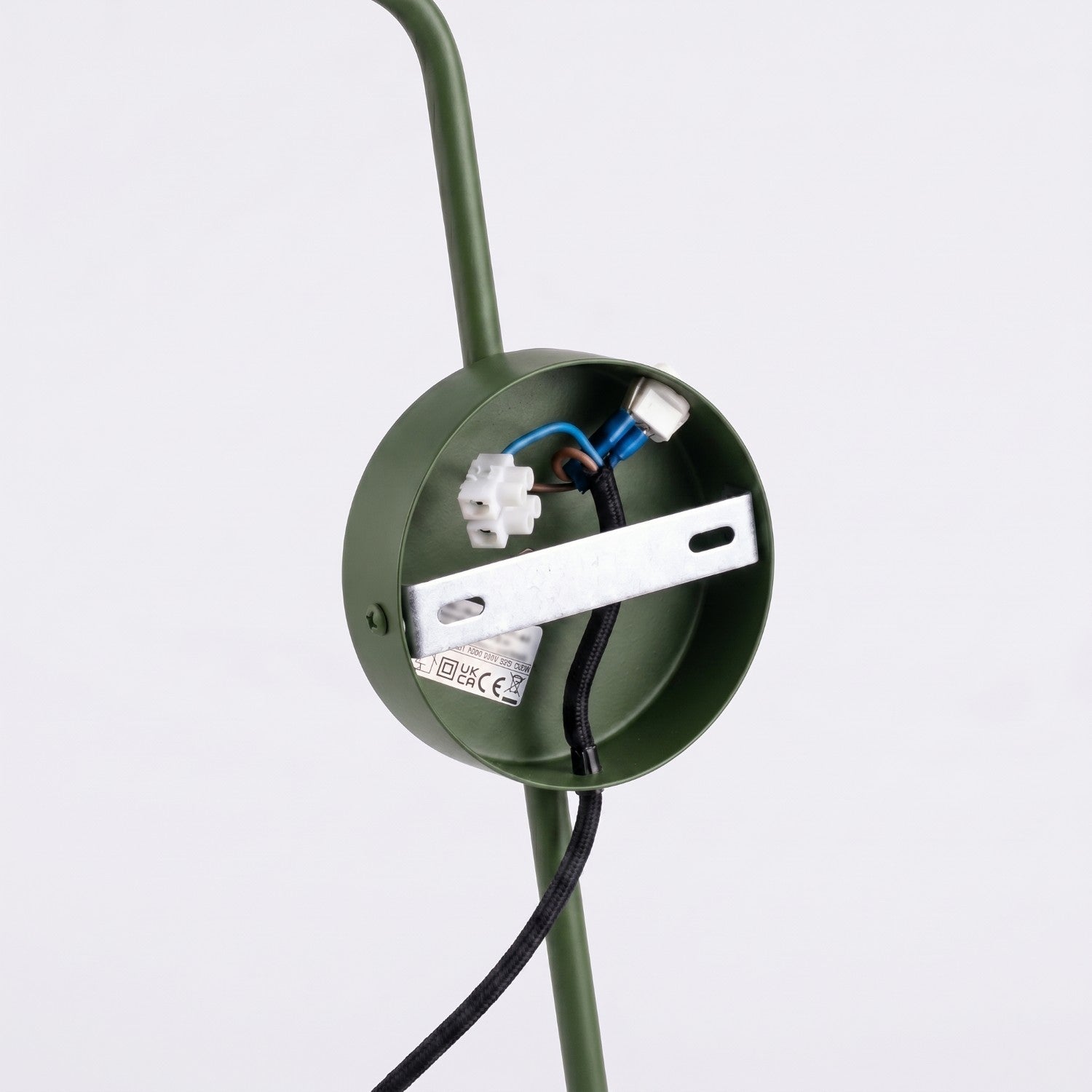 Applique Nox bras déporté acier vert olive E14 avec interrupteur, autre vue