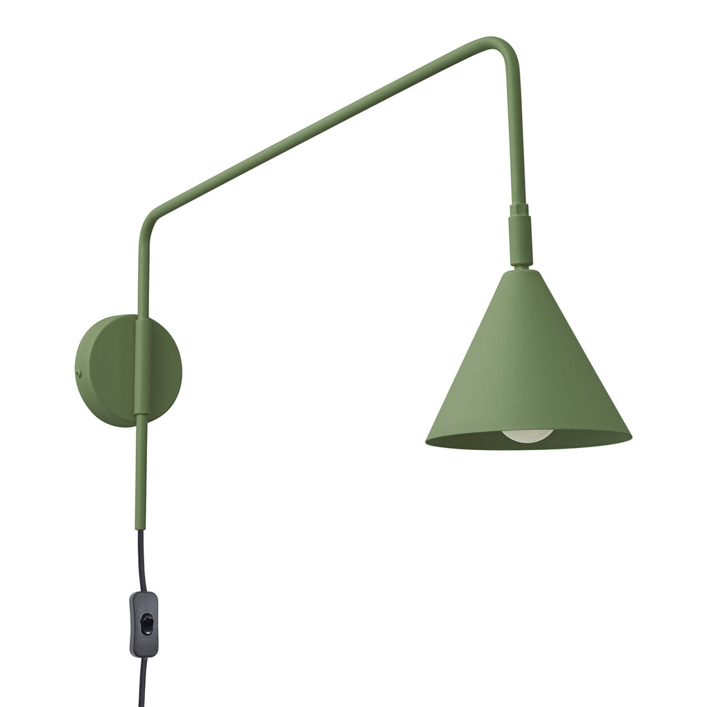 Applique Nox bras déporté acier vert olive E14