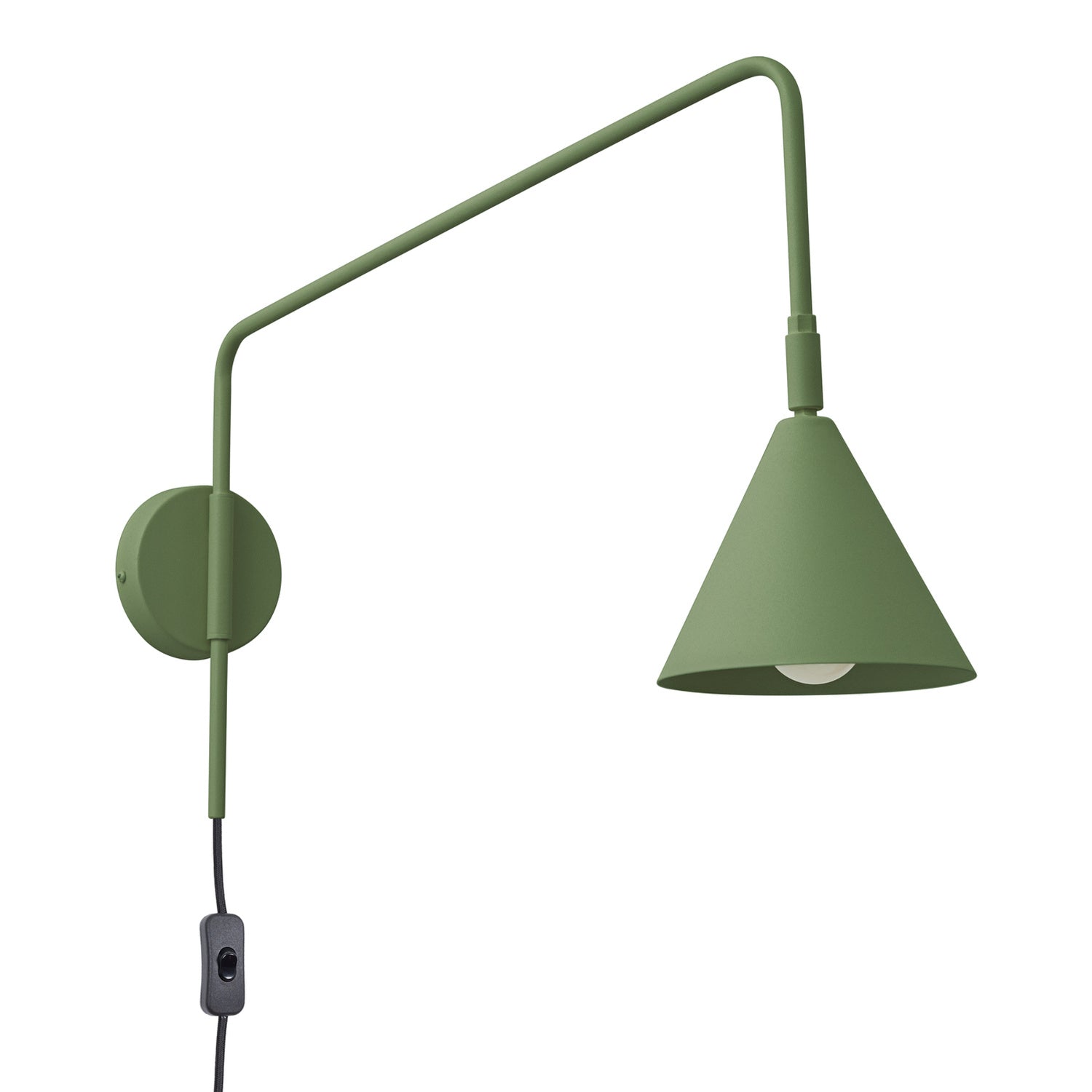 Applique Nox bras déporté acier vert olive E14