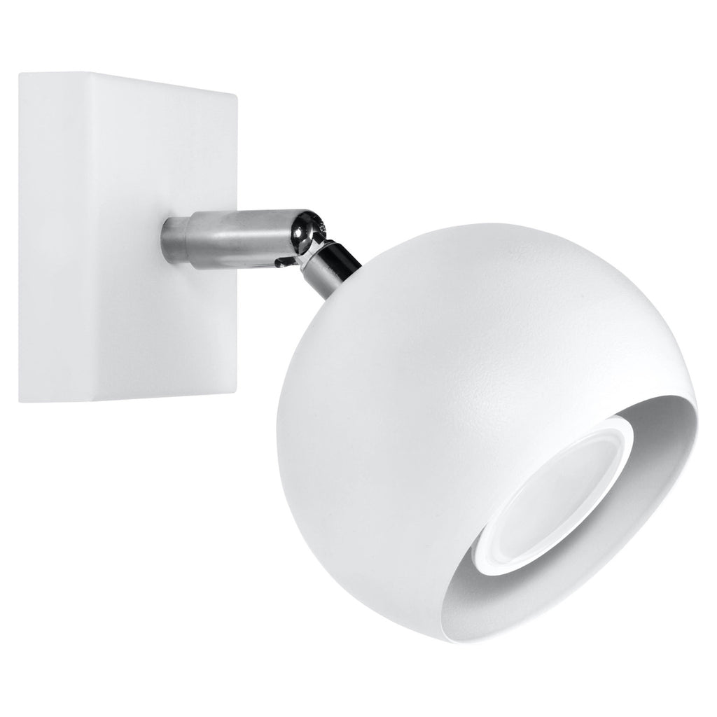 Applique Oculare acier blanc, spot boule orientable, vue de face