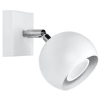 Applique Oculare acier blanc, spot boule orientable, vue de face