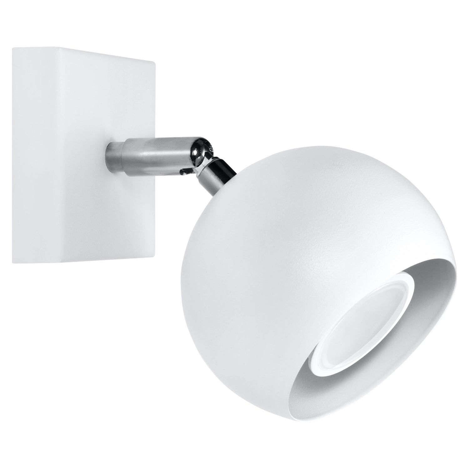 Applique Oculare acier blanc, spot boule orientable, vue de face