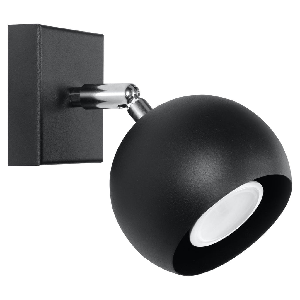 Applique Oculare acier noir, spot boule orientable, vue de face