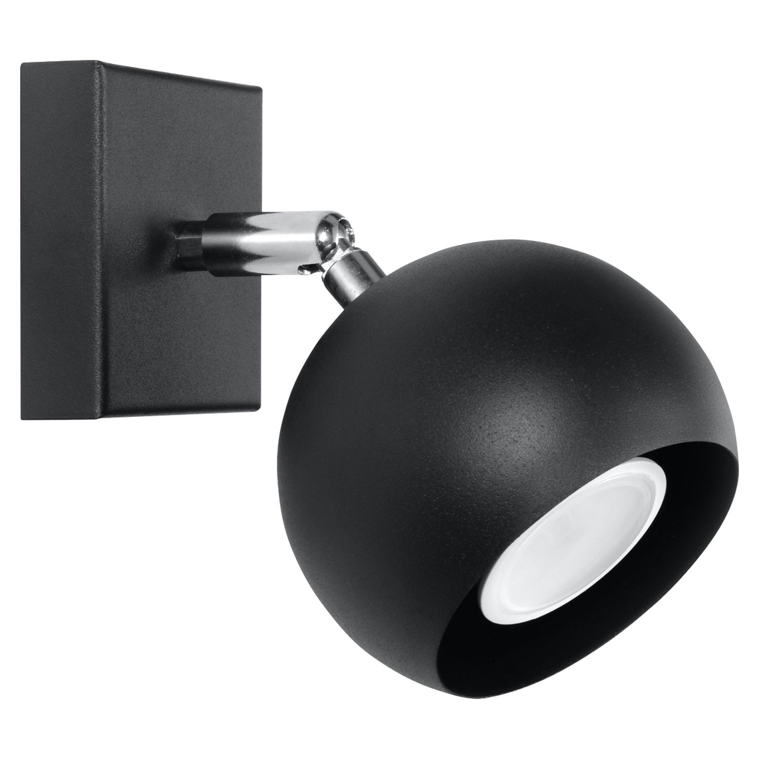 Applique Oculare acier noir, spot boule orientable, vue de face