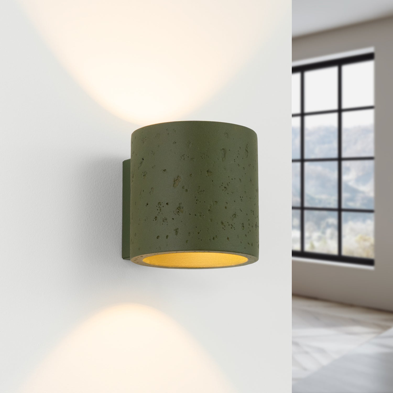 Applique Orbis béton vert olive G9, en éclairage