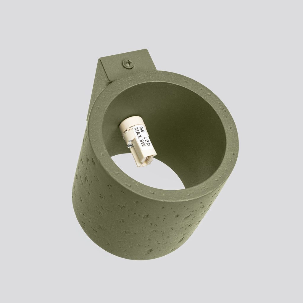 Applique Orbis béton vert olive G9, gros plan