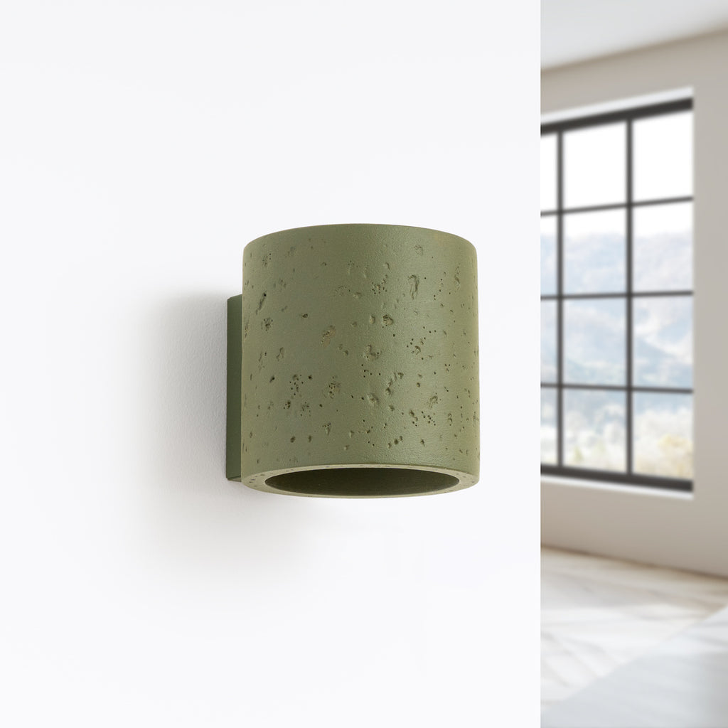 Applique Orbis béton vert olive G9, vue de profil