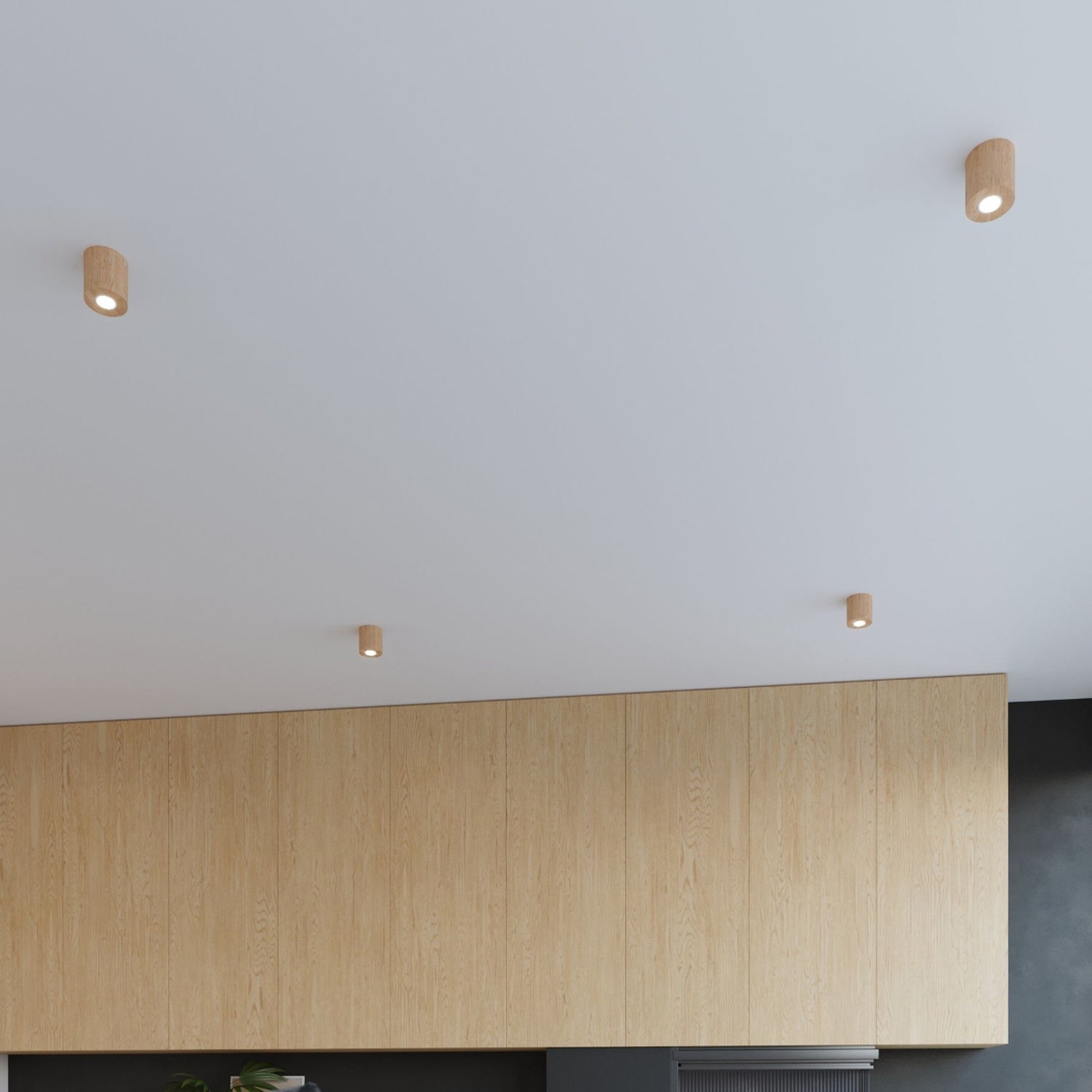 Luminaires Orbis bois naturel en situation dans un intérieur scandinave