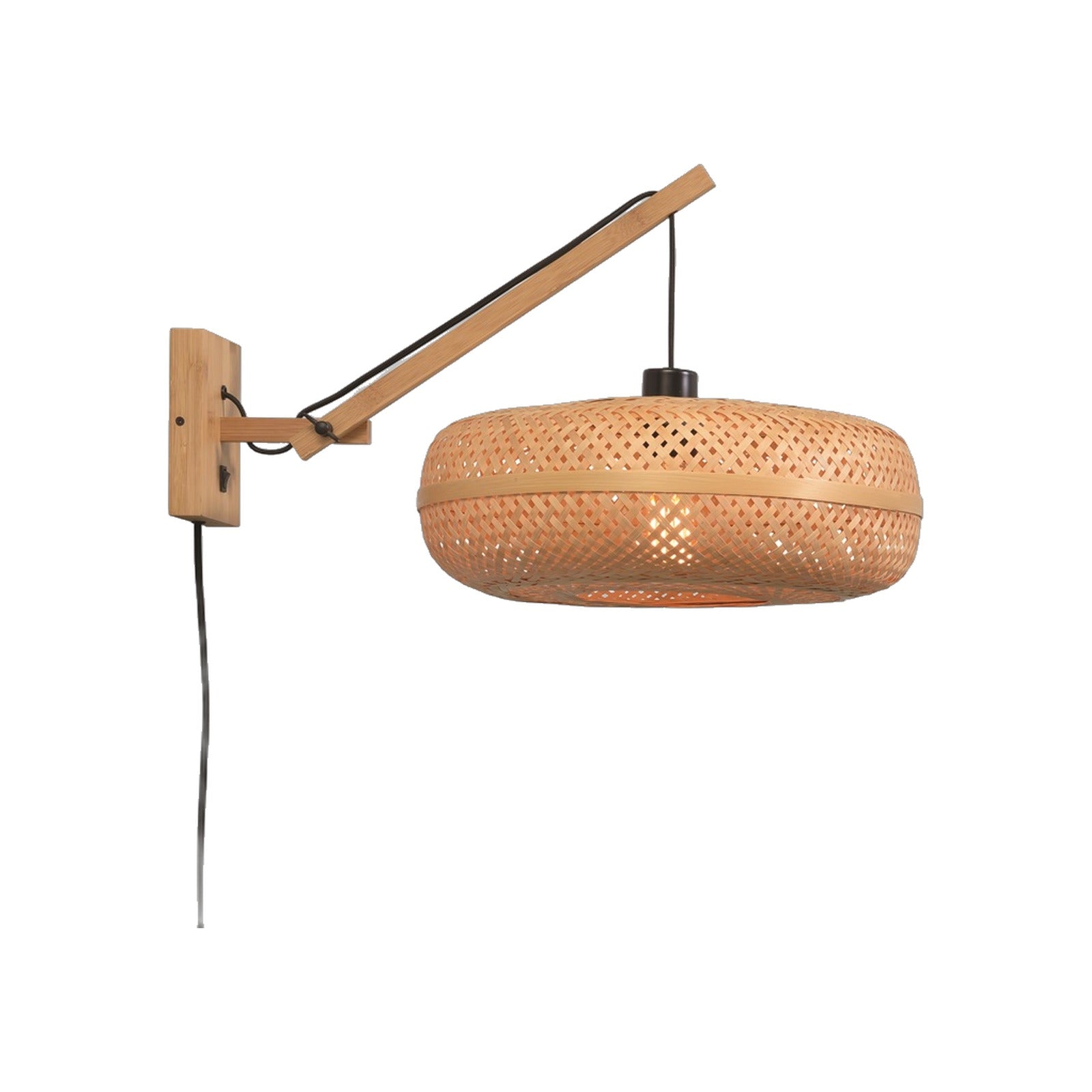 Applique Palawan bras déporté bambou naturel galette 40 cm E27
