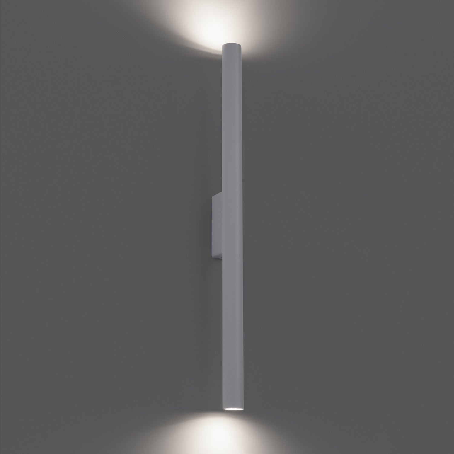 Applique Pastelo 2 tube fin blanc G9 allumée, faisceau vers le haut et le bas