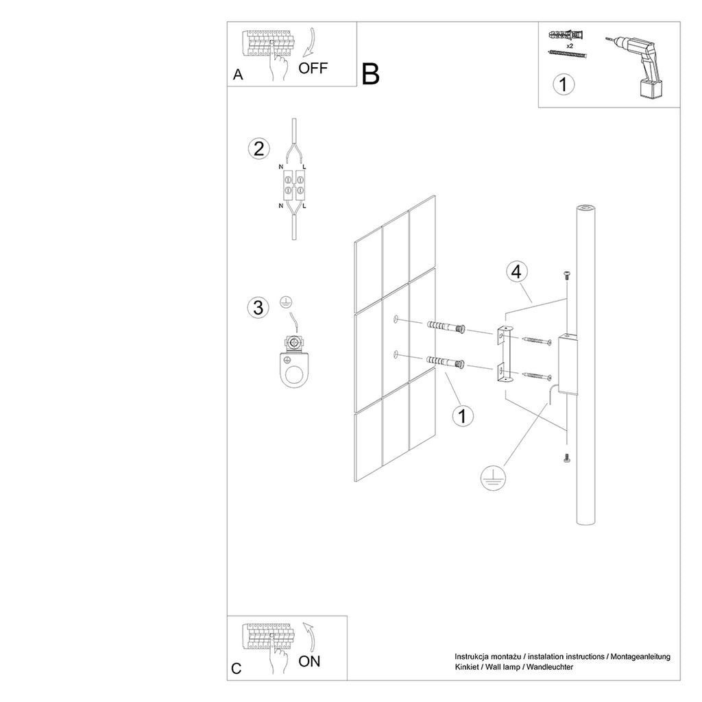 Notice de montage du Applique Pastelo 2 tube fin blanc G9