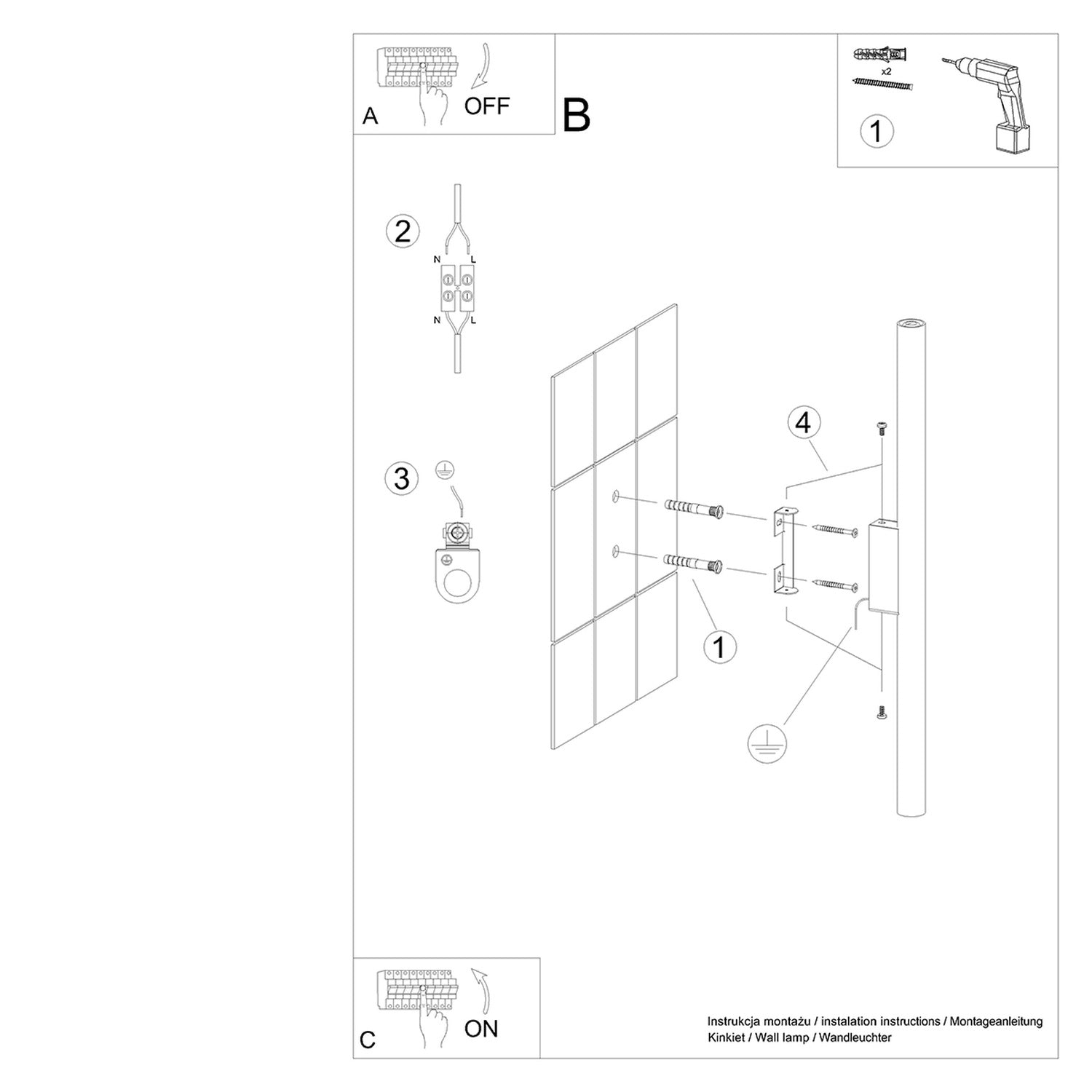 Notice de montage du Applique Pastelo 2 tube fin blanc G9