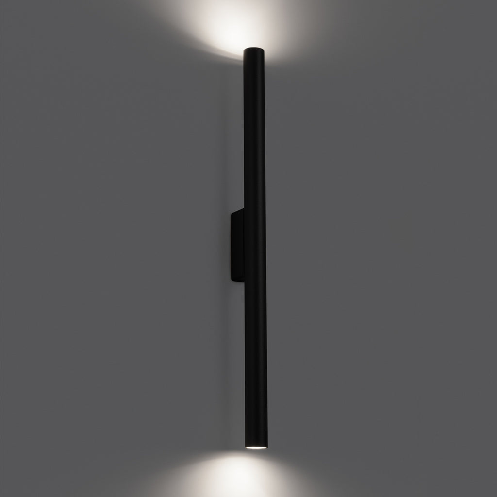 Applique Pastelo 2 tube fin noir G9 allumée, faisceau vers le haut et le bas