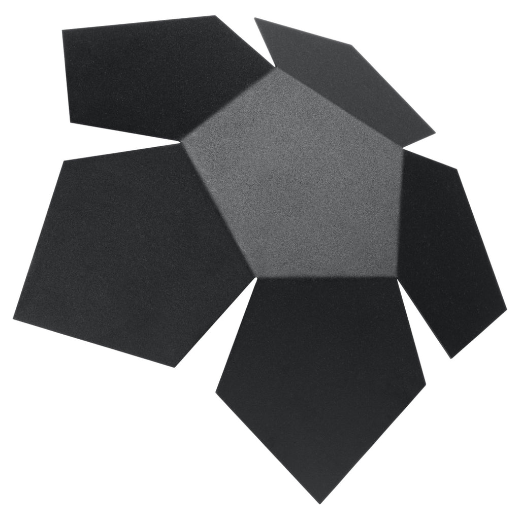 Applique Penta acier noir, rosace de pentagones, vue de face