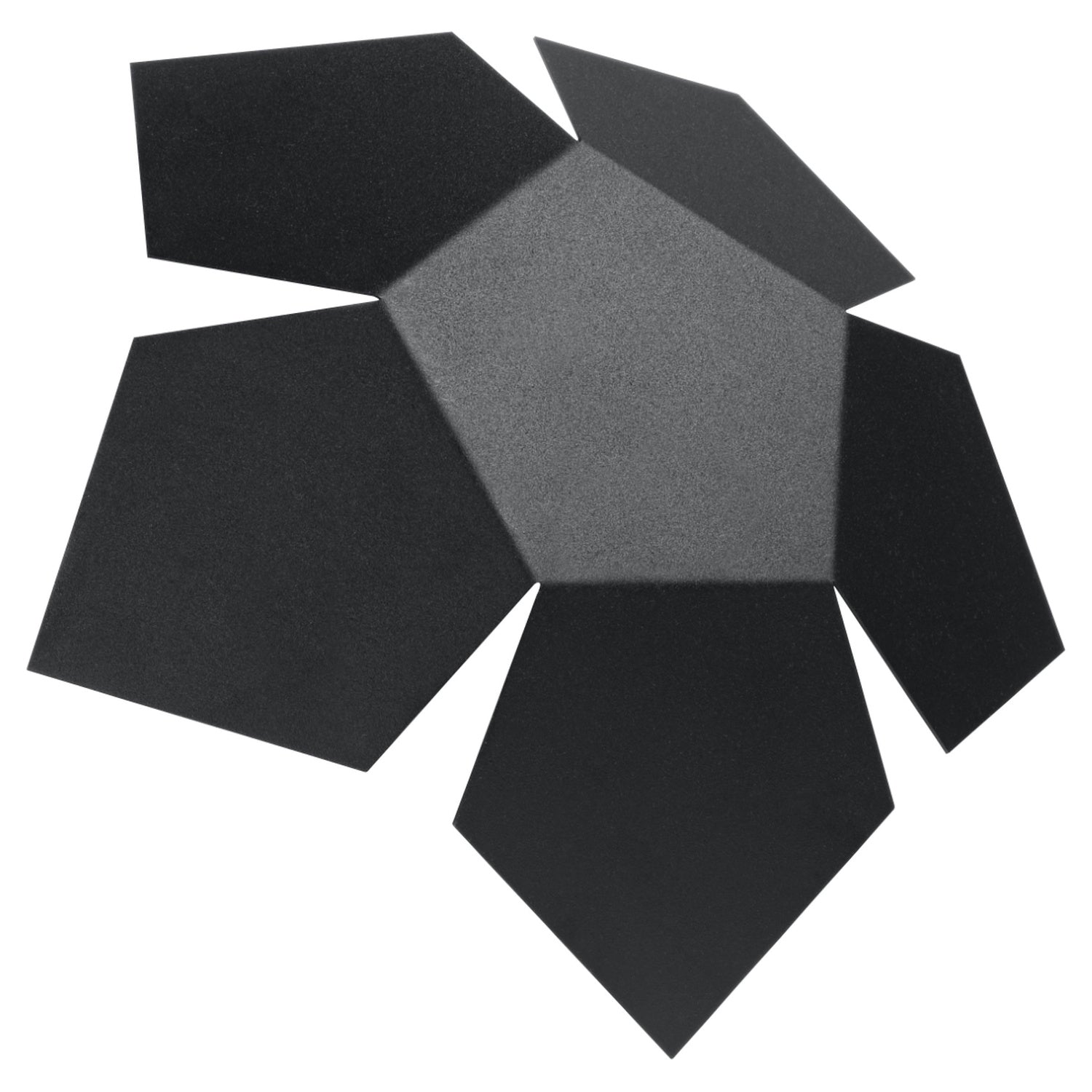 Applique Penta acier noir, rosace de pentagones, vue de face