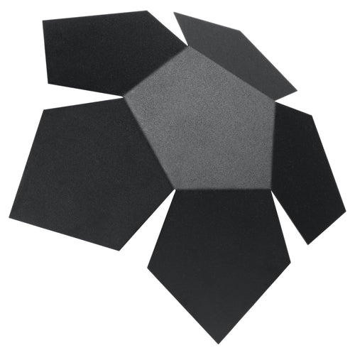 Applique Penta acier noir, rosace de pentagones, vue de face