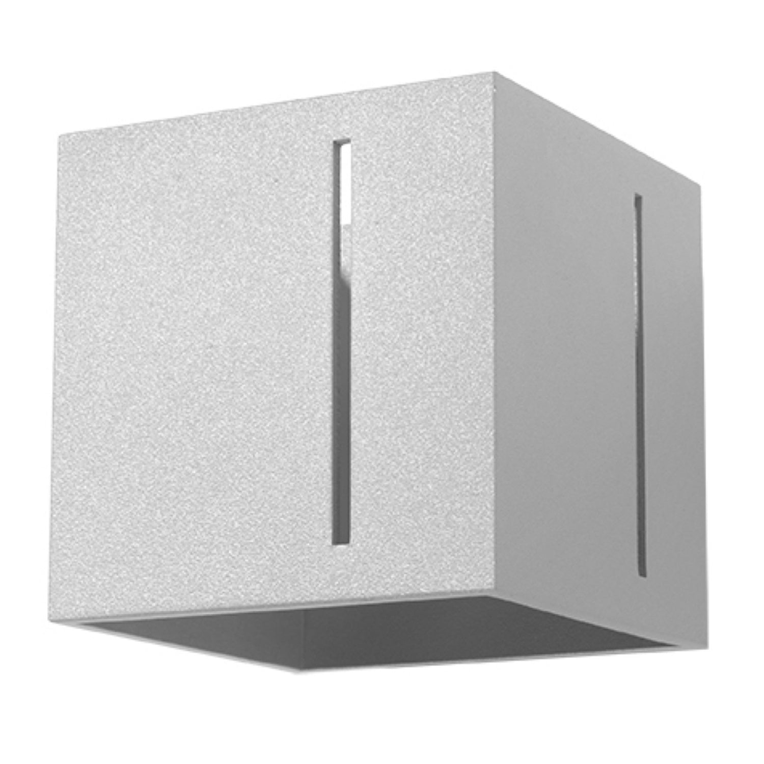 Applique Pixar aluminium gris, cube à fentes verticales, vue d'ensemble