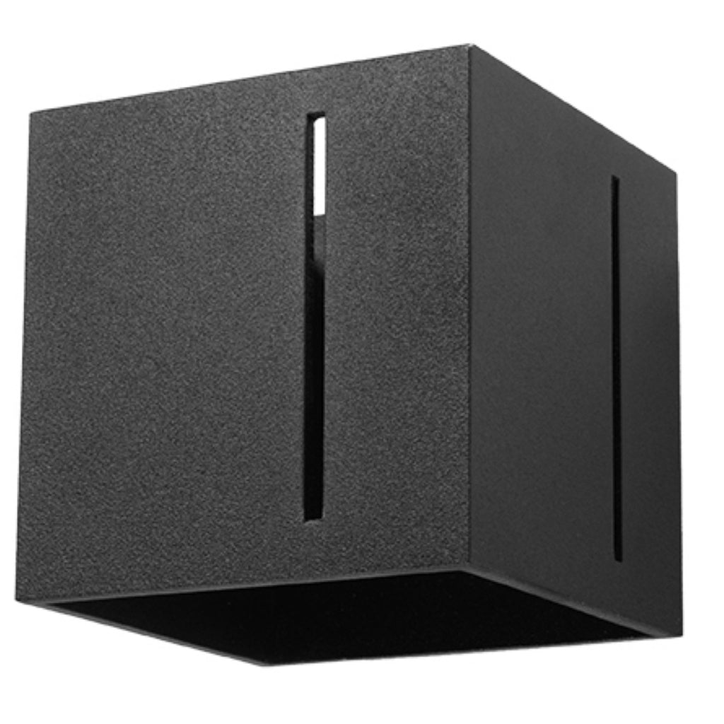 Applique Pixar aluminium noir, cube à fentes verticales, vue d'ensemble