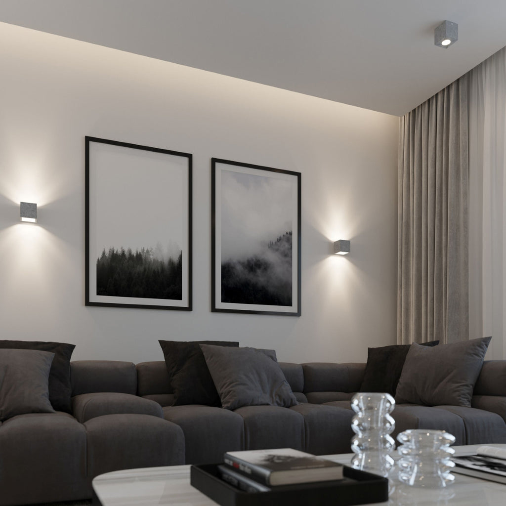 Luminaires Quad béton en situation dans un intérieur contemporain