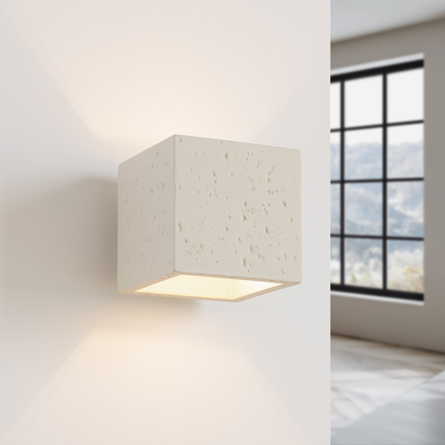 Applique Quad béton beige G9, en éclairage