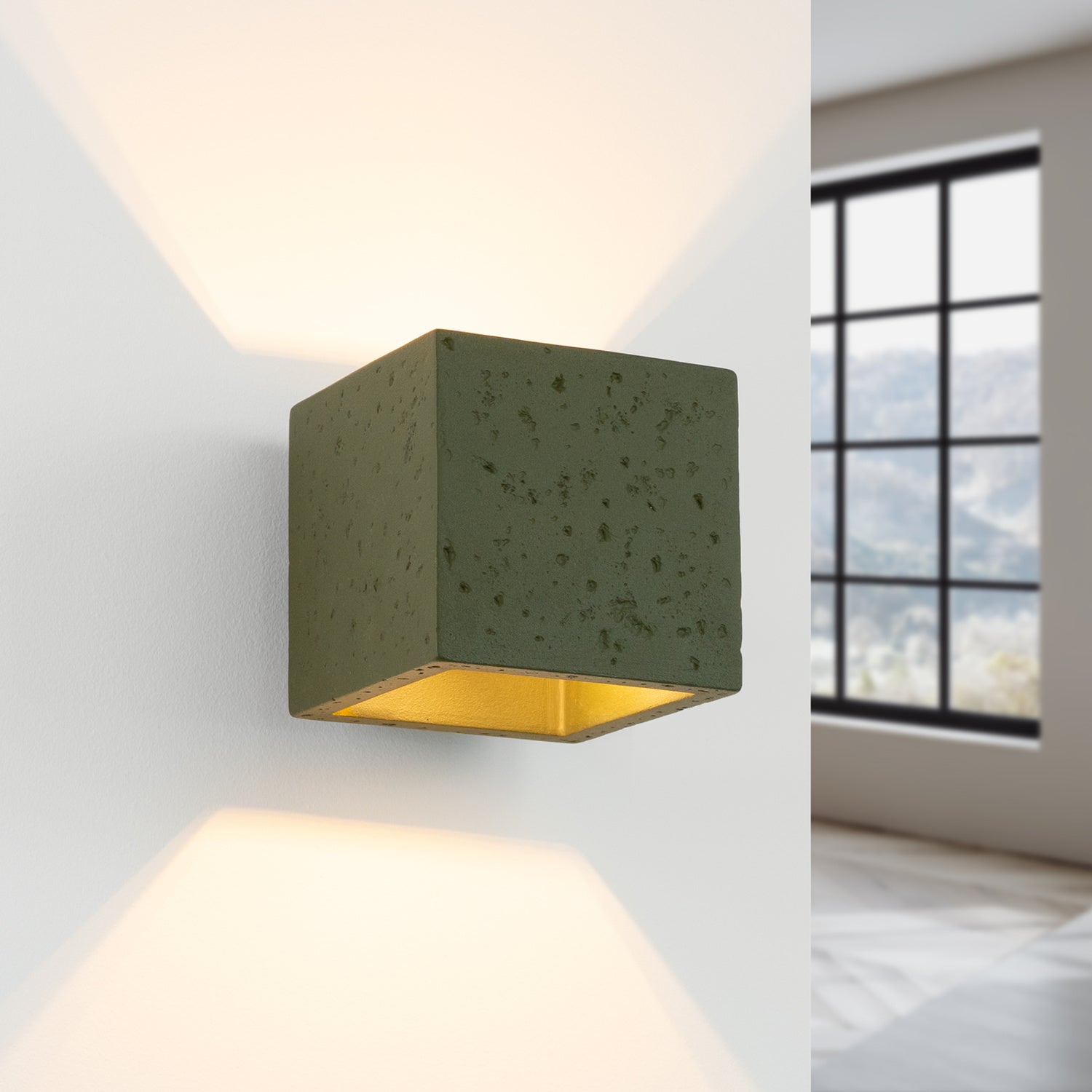 Applique Quad béton vert olive G9, en éclairage