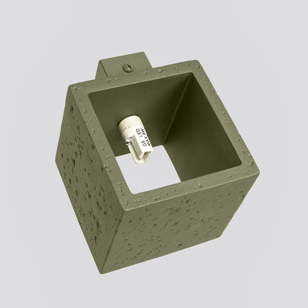 Applique Quad béton vert olive G9, gros plan
