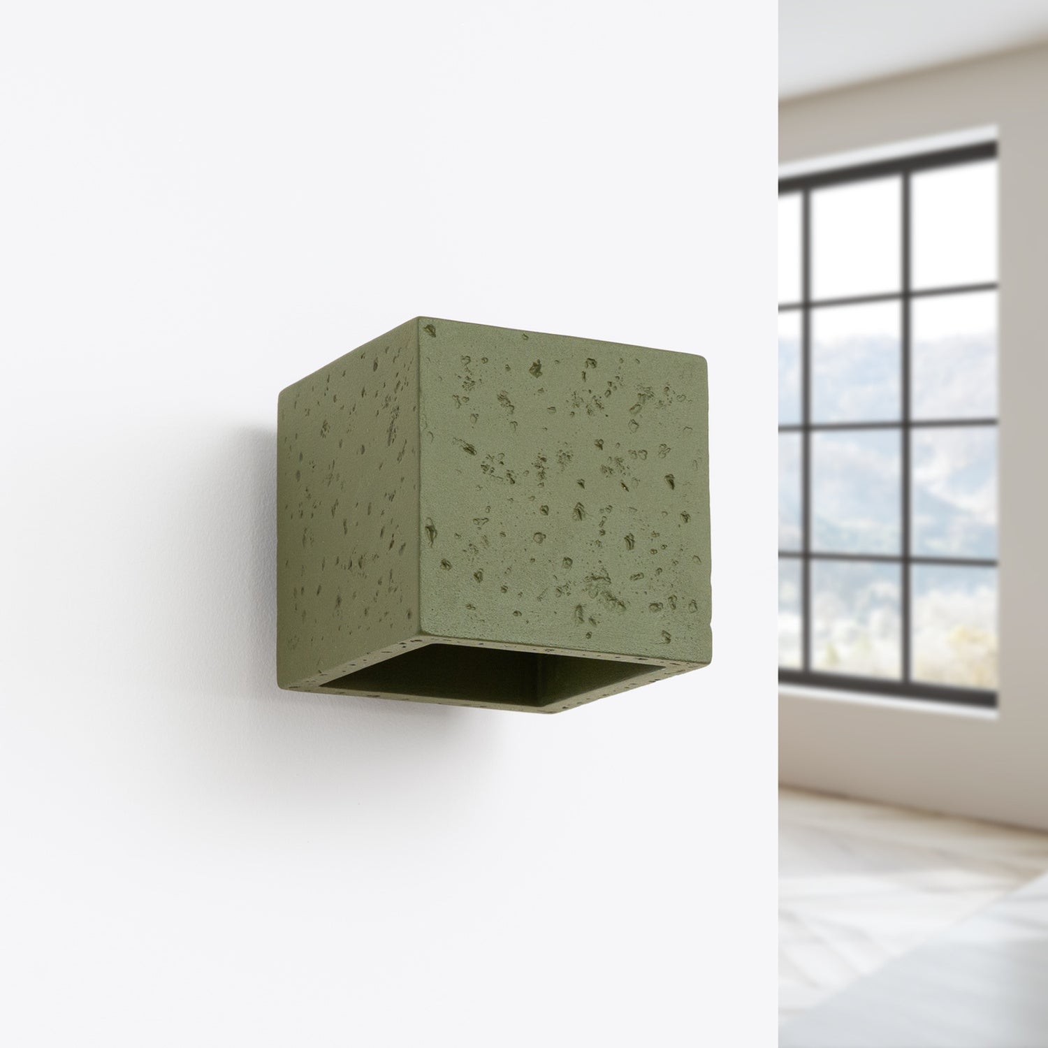 Applique Quad béton vert olive G9, vue de profil