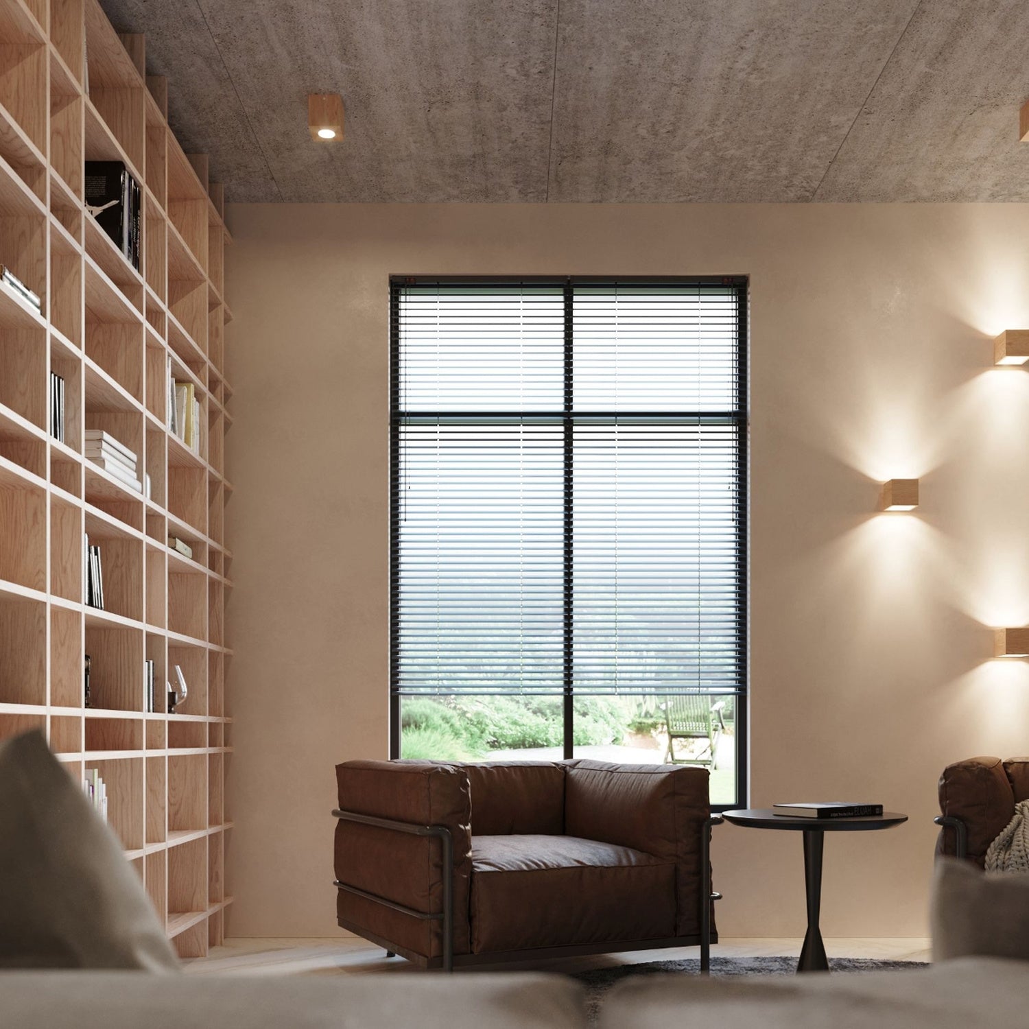 Appliques Quad bois naturel en situation sur un mur chaleureux