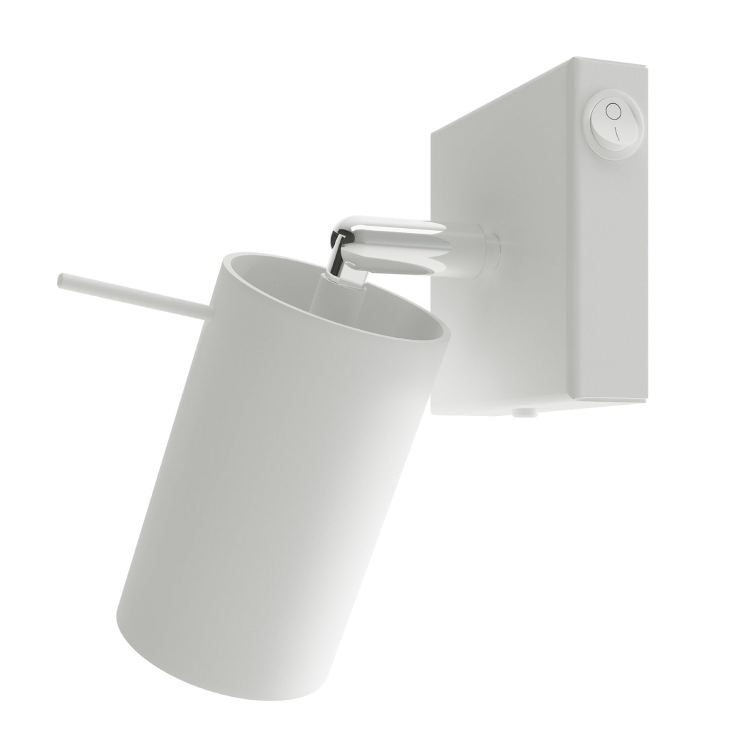 Applique Ring acier blanc, spot orientable sur bras articulé et interrupteur intégré