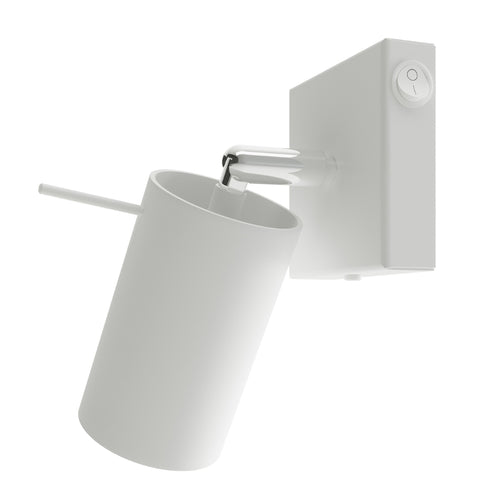 Applique Ring acier blanc, spot orientable sur bras articulé et interrupteur intégré