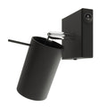 Applique Ring acier noir, spot orientable sur bras articulé et interrupteur intégré