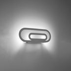Applique Saccon acier blanc allumée, lumière vers le haut et le bas