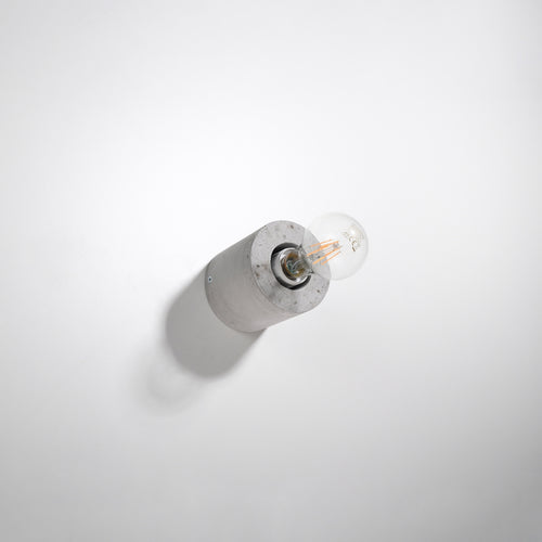 Applique Salgado en béton brut, cylindre à ampoule apparente, vue de profil