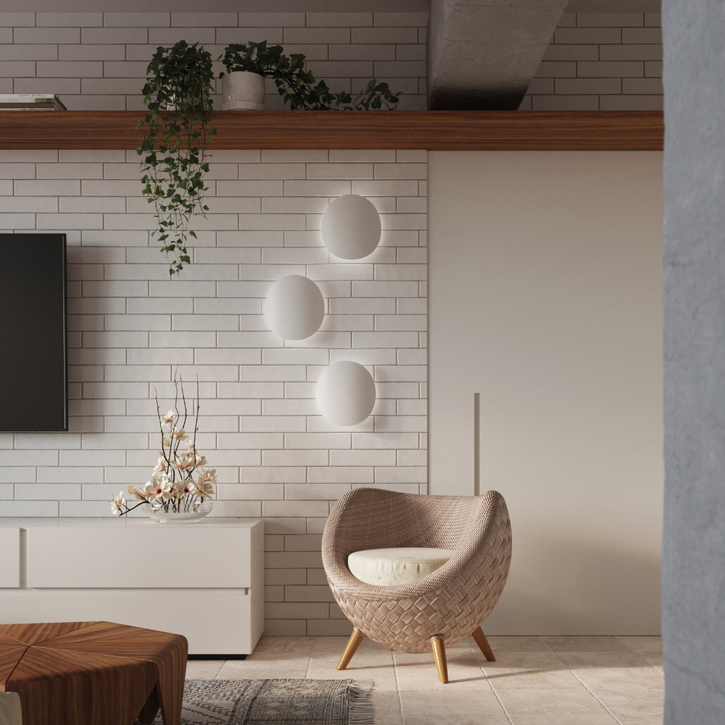Applique Senses acier blanc en situation dans un salon