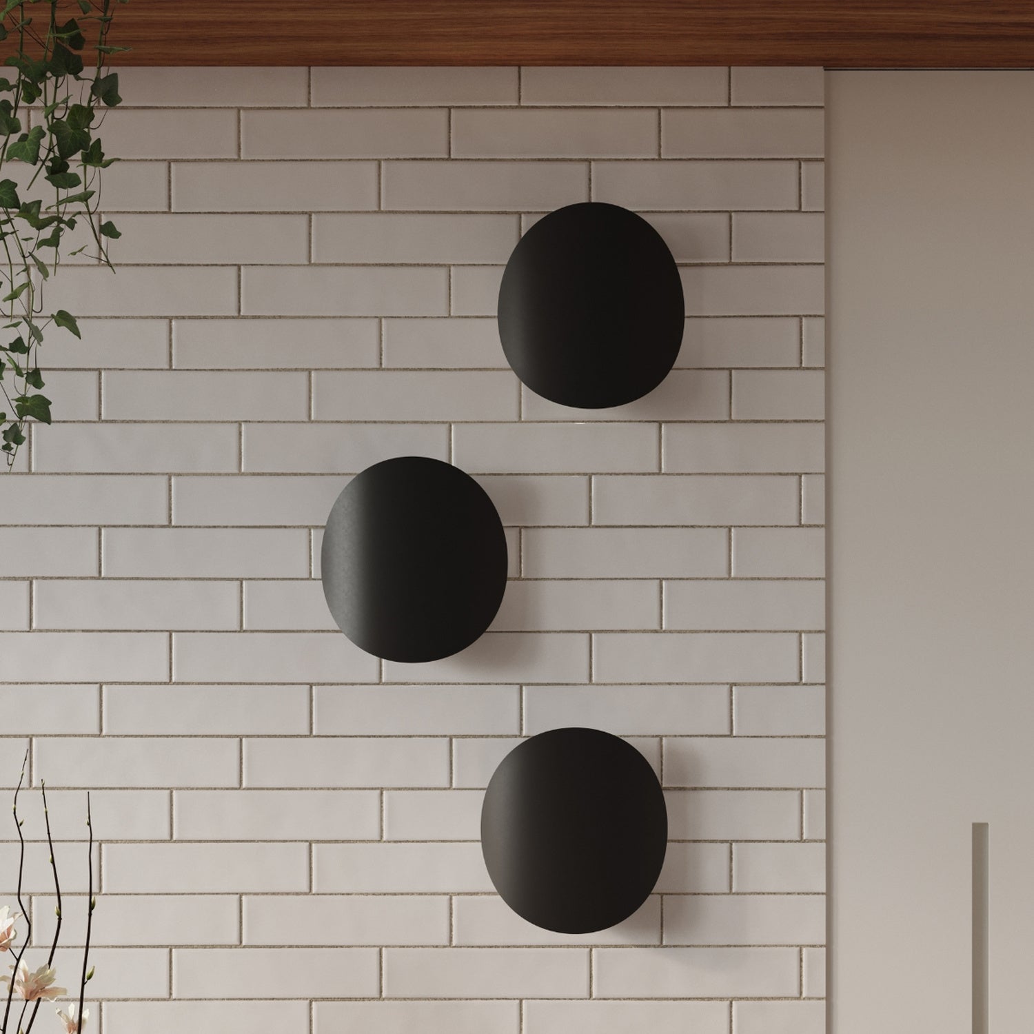 Applique Senses acier noir, ambiance et halo indirect