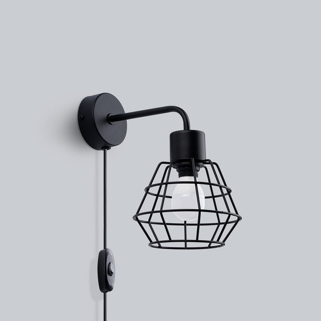 Applique Suba métal noir E14 de profil