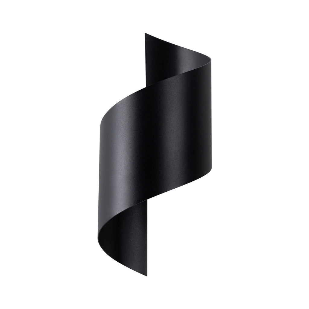 Applique Talassa acier noir G9, ruban d'acier laqué noir enroulé en spirale